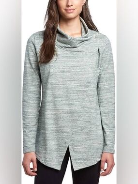 Danskin Heather Gray French Terry Bliss Wrap Sweater SZ L